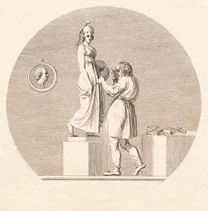 Sergel werkt in zijn atelier door J.F. Clemens
