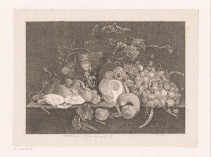 Stilleven met vruchten en oesters