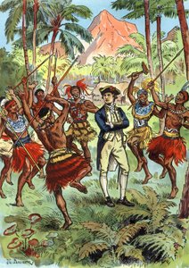 James Cook (1728-1779) en lokale bevolking in Hawaï