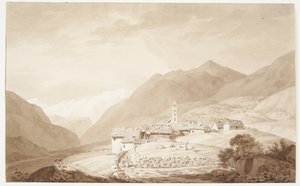 Het dorp Airolo in de Alpen door J.L. Lund