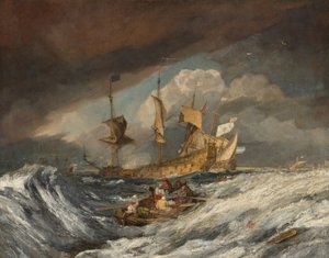 Boten die Ankers Uitbrengen naar de Nederlandse Oorlogsschepen, ca. 1804 door Joseph Mallord William Turner