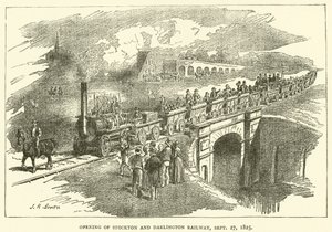 Opening van Stockton en Darlington Railway, 27 september 1825 door J.R. Brown
