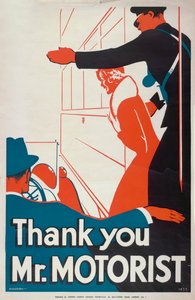 Dank U Meneer Motorist, London County Council LCC Tramways poster, 1933 door JS Anderson