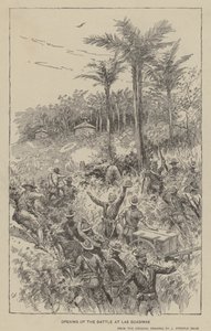 Opening van de slag bij Las Guasimas (litho)