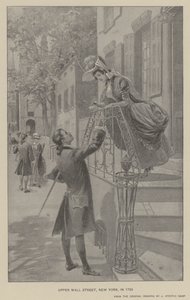 Upper Wall Street, New York, in 1783 (litho) door J. (after) Steeple Davis