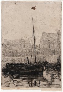 Boot aangemeerd - Eiland van Man door J. Alden Weir