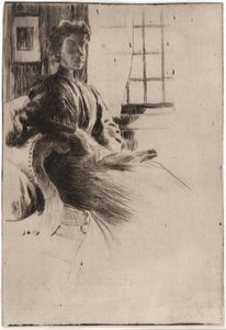 Bij het raam door J. Alden Weir
