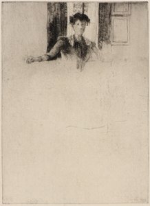 Schets bij het raam door J. Alden Weir