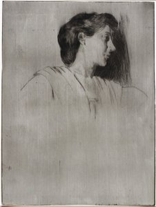 Studie van een vrouwenhoofd in profiel door J. Alden Weir