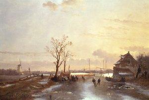 Winterscène, 1853 door J. Anton Mignon