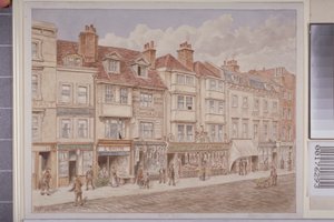 Uitzicht op nr. 140-156 aan de westkant van Borough High Street, 1888