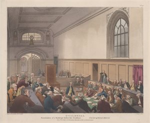 Guildhall, Onderzoek van een failliet voor zijn schuldeisers Microcosm of London..., 1 november 1808 door J. Bluck