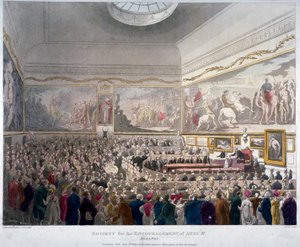Bijeenkomst van de Society of Arts in de Adelphi-gebouwen, Westminster, Londen