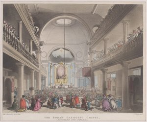 De rooms-katholieke kapel, Lincolns Inn Fields, 1 april 1808 door J. Bluck