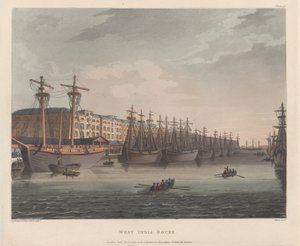 West India Docks, 1 januari 1810 door J. Bluck