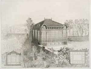 Plannen en elevatie van een tuinpaviljoen, ca. 1880