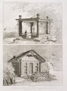 Terras bedekt met cement, en prieel ontworpen door Danjoy, ca. 1880