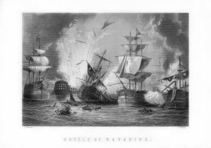 De zeeslag bij Navarino, 20 oktober 1827, 1893 door J. Godfrey