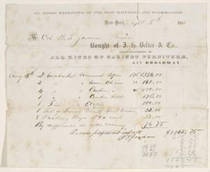 Koopakte aan Kol. B. S. Jordan, 5 september 1855 door J. H. Belter and Co. J. H. Belter and Co.