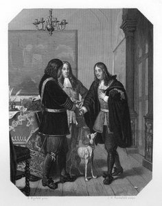 Handdruk tussen Cornelis Tromp en Michiel de Ruyter, 17e eeuw ca. 1870