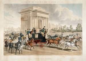 Paard en wagen langs Hyde Park Corner, Londen door J Harris