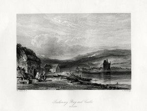 Scalloway Baai en kasteel, Zetland, 19e eeuw