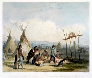 Begrafenisschavot van een Sioux-hoofdman nabij Fort Pierre door J Hurlimann