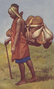 Vrouw van Kenia Kolonie met lading