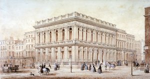 Uitzicht op de Army and Navy Club op Pall Mall, Westminster, Londen, ca. 1853 door J Marchant