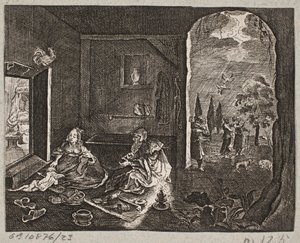 Illustratie voor Adam Olearius, "Persianischer Rosenthal von einem Sinnreichen Poeten Schich Saadi", Schleswig 1660 door J. Muller
