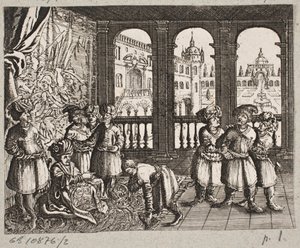 Illustratie voor Adam Olearius, “Persianischer Rosenthal von einem Sinnreichen Poeten Schich Saadi [...]”, Schleswig 1660 door J. Muller