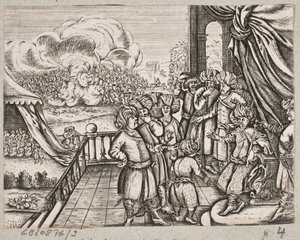 Illustratie bij Adam Olearius, "Persianischer Rosenthal von einem Sinnreichen Poeten Schich Saadi", Schleswig 1660 door J. Muller