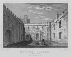 Hornby Castle, Binnenhof, Yorkshire (gravure)