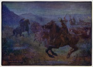 Overval in de Anglo-Schotse Grens door Border Reivers, begin 16e eeuw door J. R. Skelton