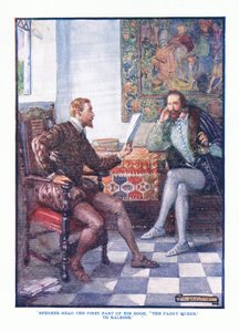 Spenser las het eerste deel van zijn boek The Faery Queen aan Raleigh, uit Engelse Literatuur uitgegeven door T C & EC Jack, ca. 1920