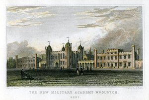 De nieuwe militaire academie Woolwich, Kent, ca. 1829