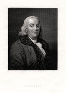 Benjamin Franklin, politiek figuur en staatsman van de Verenigde Staten, 19e eeuw door J. Thomson