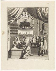 Interieur van een stoffenwinkel met de naam 