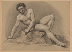 Zittend mannelijk naakt, van voren gezien (2e prijs 1810)