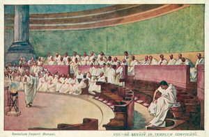 Cicero valt Catilina aan in de senaat van het oude Rome door J. Williamson