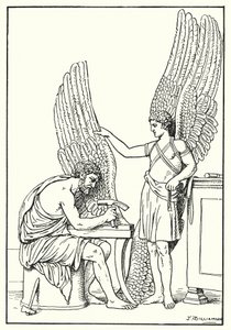 Daedalus en Icarus, van een bas-reliëf, Rome door J. Williamson