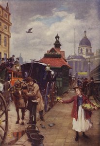 De koetsier en zijn paard (gekleurde litho) door J. Williamson