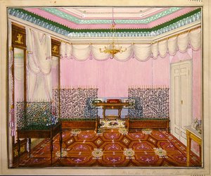 Een neoklassieke Biedermeier schrijfkamer in het Schloss Ballenstedt, Saxe-Anhalt