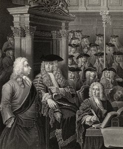 Het Lagerhuis tijdens de administratie van Sir Robert Walpole, gegraveerd door R. Page, uit 