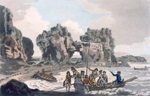 Uitzicht op Castle Rock vanaf de landingsplaats op de Flat Holmes, uit A Picturesque Guide to Bath, Bristol Hot-Wells, the River Avon and the Adjacent Country, gepubliceerd in 1793