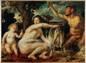 Jupiter enfant nourri par la chevre Amalthee - Het kind Jupiter verpleegd door de geit Amalthea ... door Jacob (studio of) Jordaens
