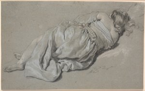 Studie van een liggende vrouw, gezien vanaf de rug