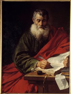 Sint Paulus schrijft. Schilderij door Jacob Adriaensz Backer (1608-1651)