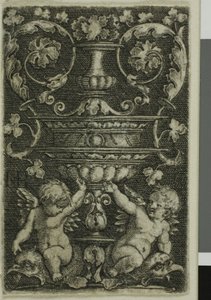 Ornament met Vaas en Twee Genii aan de Voet door Jacob Binck