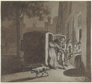 De thuiskomst van twee leden van de vriendenkring door Jacob  Cats
